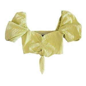 NWT Zara Green and White Gingham Check Crop Top - Size XS